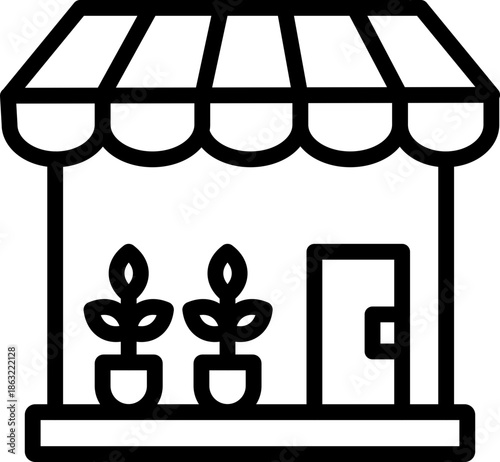 Plant Shop Line Icon – Nursery, Gardening, and Green Store Symbol, Plant Nursery Icon,  Indoor Plants, Garden Center Illustration, Garden Shop Icon , Plants, Pots, and Nature Line Symbol