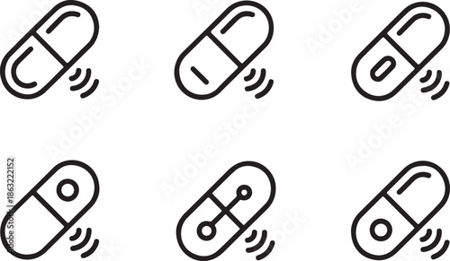 Wireless Capsule Pill Icons Set