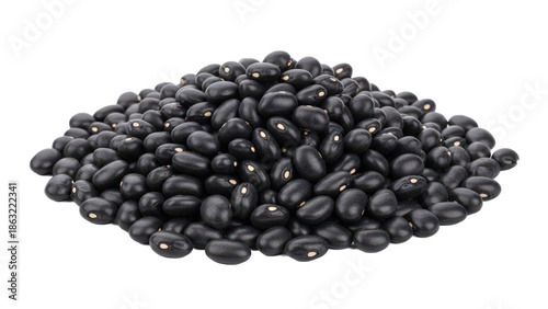 Black beans pile isolated on transparent background