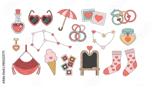Valentine's Day Icon set: A charming assortment of romantic and loving icons is perfect for the upcoming Valentine's Day.