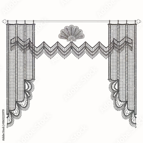 Intricate Lace Curtains with Decorative Valance Design