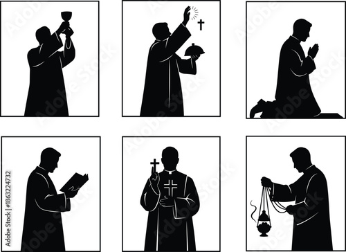 Business people icons set silhouette vector illustration