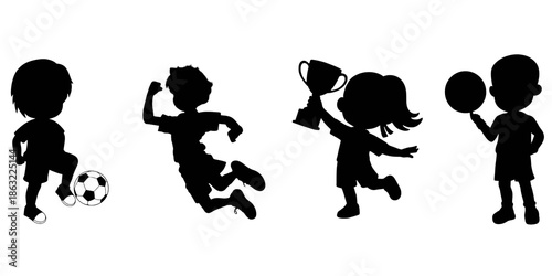 silhouettes of children