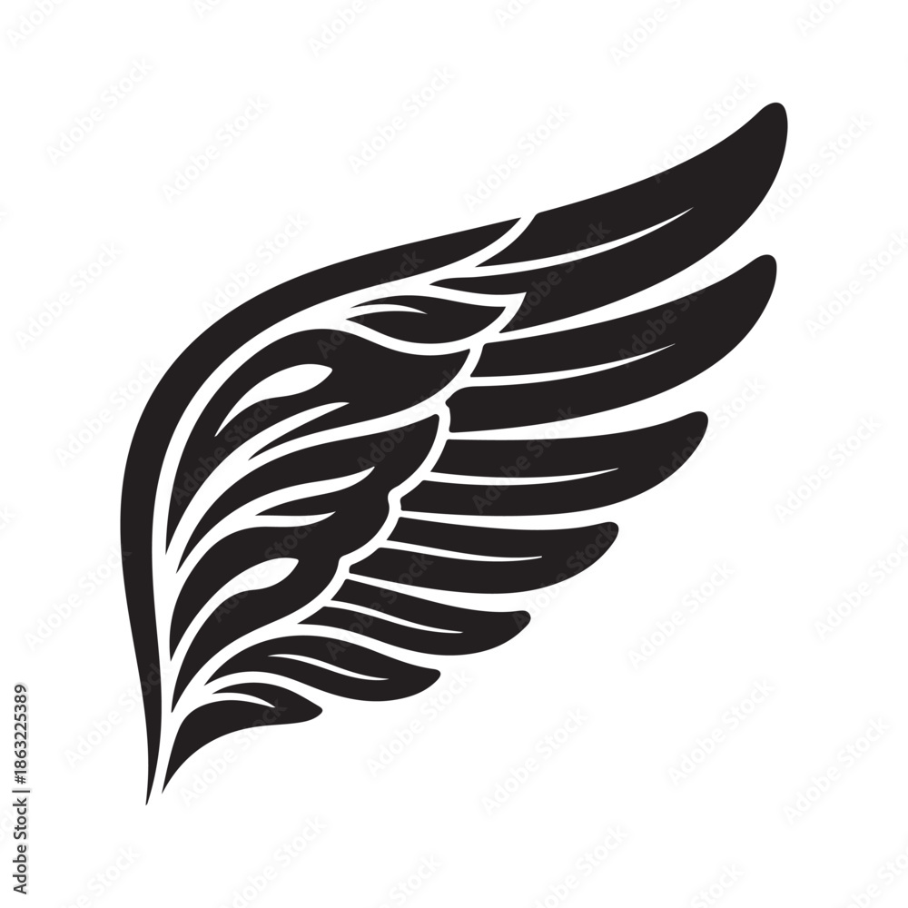 Fototapeta premium Modern Abstract Angel Wings Logo Vector Icon Set Silhouette