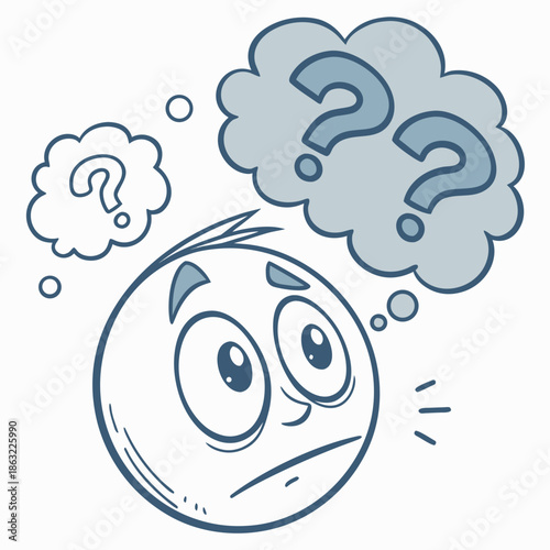 Thinking Emoji Icon with Curiosity and Pensive Expression Vector