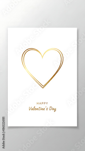 Heartfelt Valentine's Day Greeting Card with Golden Heart Illustration
