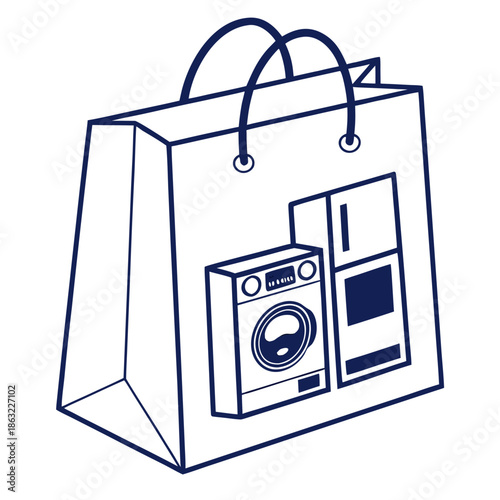 Retail Electronic Appliance Shopping Bag Modern Vector