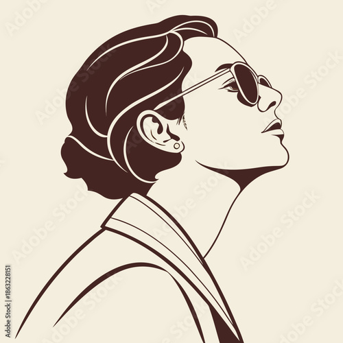 Minimalist Sunglasses Abstract Fashion Symbol Design