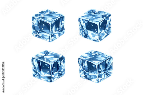 Four illuminated ice cubes on a gradient background