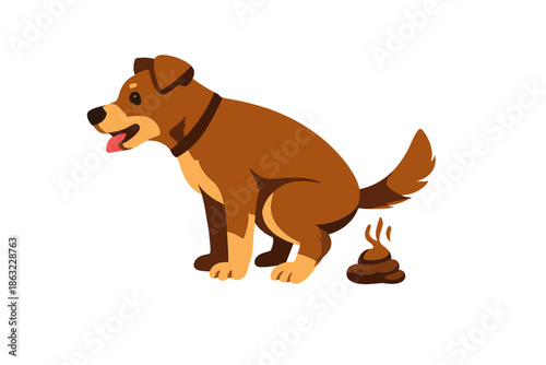 Cartoon dog pooping with a glowing aura