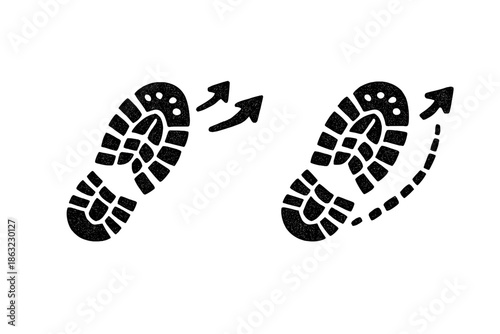 Footprint arrows indicating movement and direction