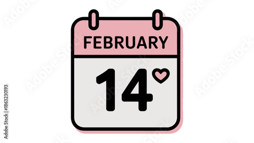 Valentine's Day Calendar: An illustrative calendar page marking February 14th, with a heart symbol, perfectly embodies the spirit of love, romance, and special day