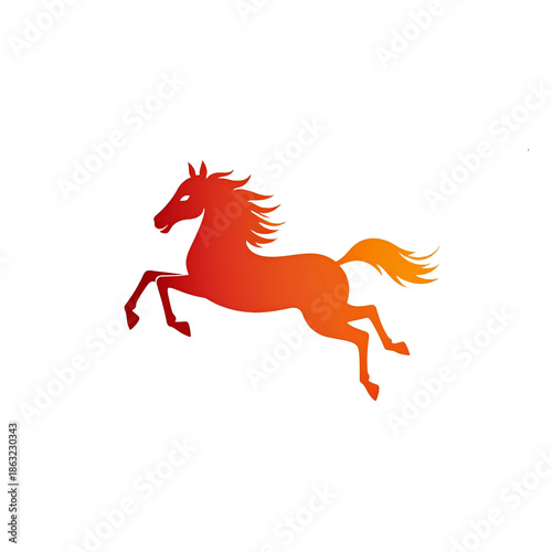 Stylized horse with red to orange gradient for Year of Fire Horse 2026