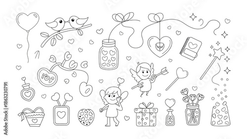Valentine's Day Line Art: A collection of charming line art illustrations for Valentine's Day, showcasing love, romance, and heartfelt sentiments. 