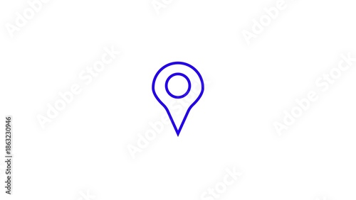 A blue outline of a map marker on a white background