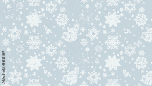 Snowflakes on Gray Background Winter.