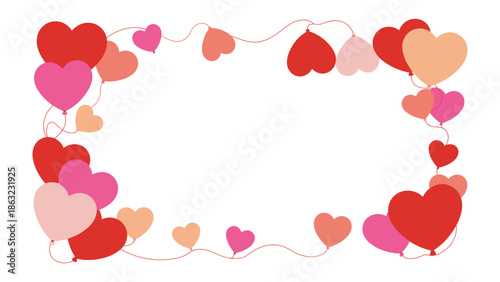 Love's Embrace: a delightful and romantic border of heart-shaped balloons, ideal for expressing affection and sentiments.