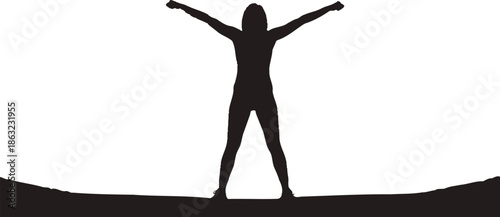 Empowered woman silhouette celebrating women's day isolated on transparent background