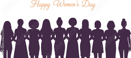 Happy women's day celebration silhouette isolated on transparent background