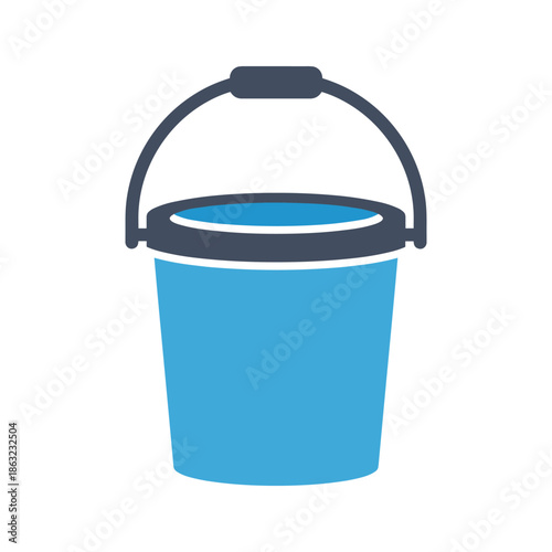 Blue plastic bucket with handle Vector