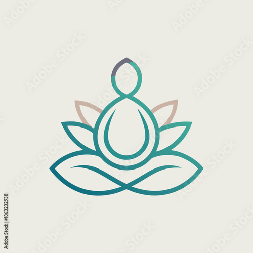 This minimalist line art logo depicts a person in a serene yoga pose representing wellness and tranquility ideal for studios and practitioners