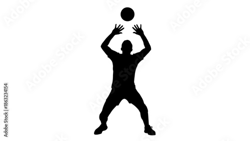 Vector illustration of a black silhouette of a woman and girl athlete in action playing soccer and volleyball or running for fitness during a competitive sports game exercise