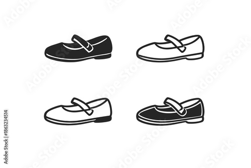Set of Mary Jane Shoes Icons