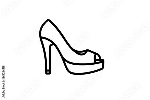 Outline of a high heel shoe with a platform sole