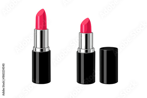 Two pink lipsticks on a dark gray background
