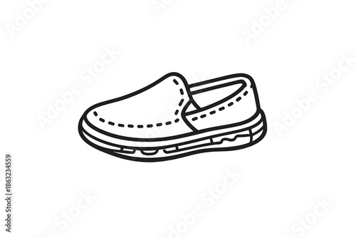 Monochromatic outline of a slip-on shoe on a gradient background