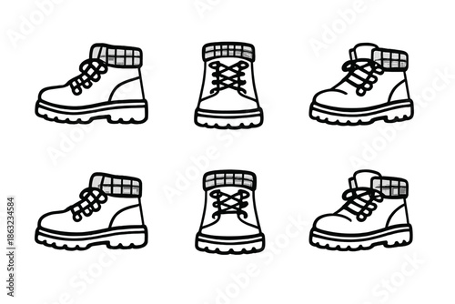 Set of Cartoon Hiking Boots