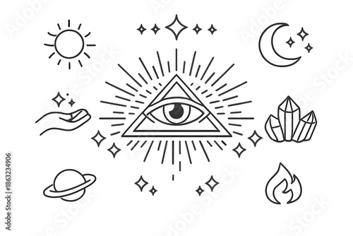 Esoteric Symbols on Dark Textured Background