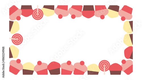 Sweet Frame of Treats: A vibrant frame design made of delightful candies and cupcakes, perfect for adding a touch of sweetness to any creative project.