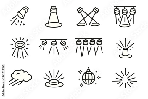 Stage Lighting Icons Set