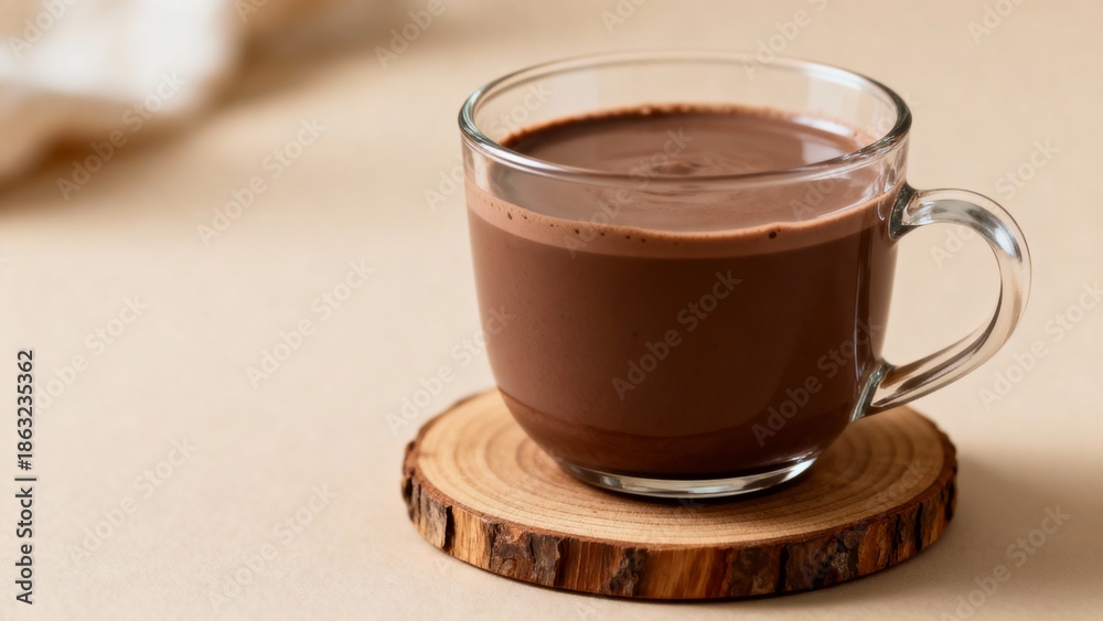 Fototapeta premium Hot Chocolate In Clear Glass Mug