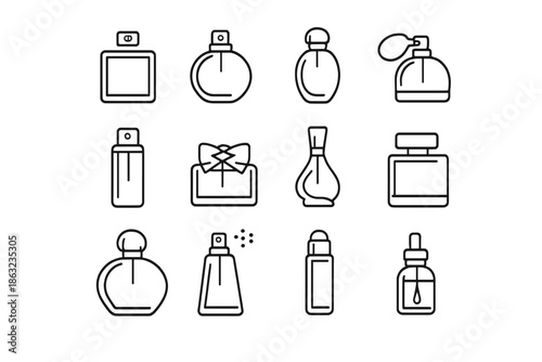 Set of Outline Perfume Bottle Icons