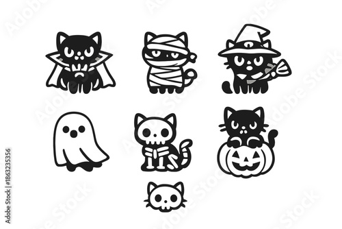 Cute Halloween Cats Collection