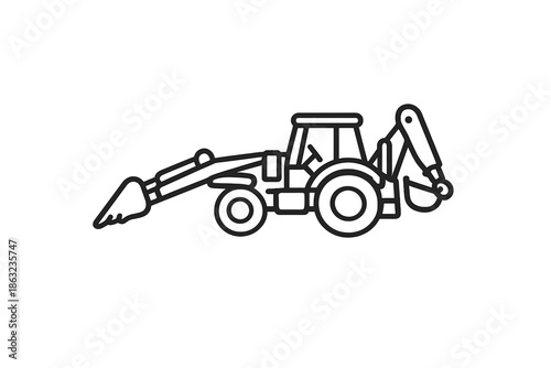 Backhoe loader line art icon