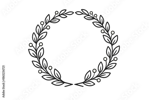 Laurel wreath with berries on a gray background