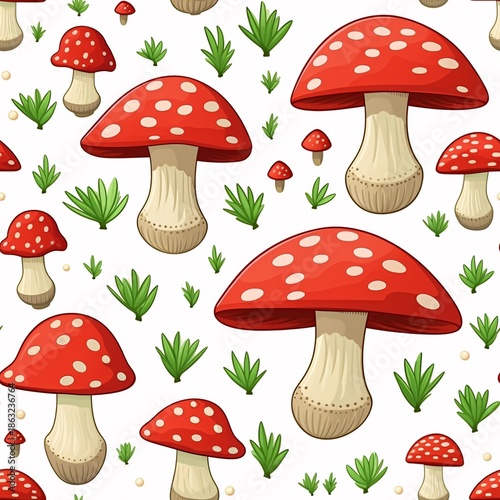 Mushroom pattern, mushroom seamless pattern, cute mushroom pattern, mushroom repeating pattern, mushroom digital paper, forest pattern, fairy mushroom, autumn mushroom