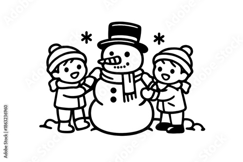Children Building a Snowman