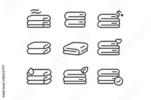 Set of stacked towel icons with different symbols