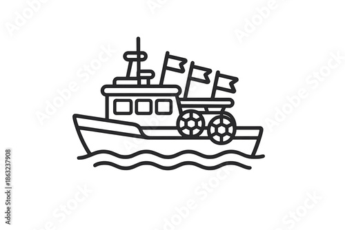 Paddlewheel boat icon on a gradient background