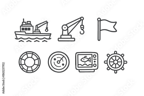 Nautical Icon Set Outline