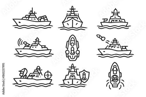 Set of Navy Ship Icons