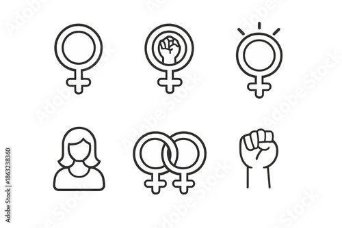 Feminine Icons Collection on Gray Background