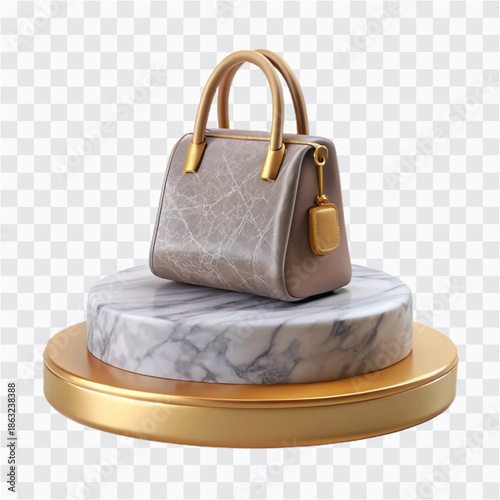 3D Fashion Handbag Marble Podium | Premium Women’s Bag Luxury Display Icon