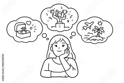 Woman thinking about dreams and aspirations