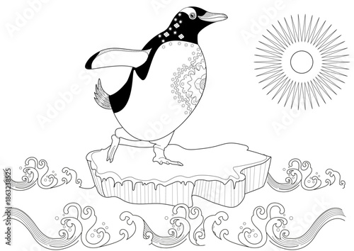 Coloring for art therapy. Animal of Antarctica. A calming and educational journey around the world with a collection of coloring pages.