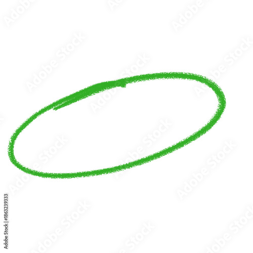 Doodle green circle brush stroke marker highlighter isolated on transparent background